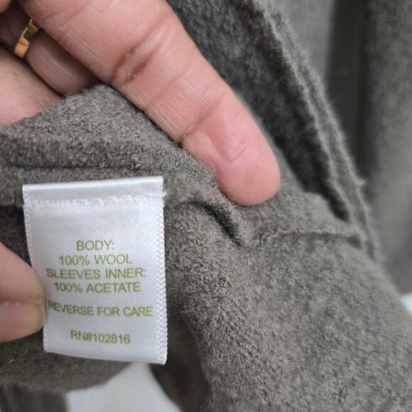 Garnet Hill Women Lagenlook Minimal Boiled Wool Asymmetrical Drape Wrap Coat 10P - Picture 8 of 12